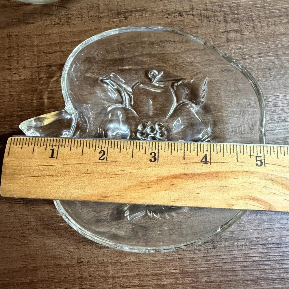 5 VTG Hazel Atlas Apple Blossom Berry Bowls Clear Glass Apple Dessert Bowls